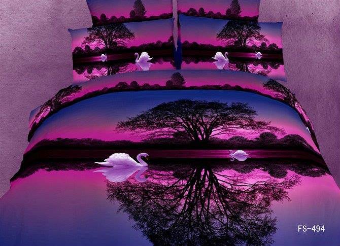 ördek ağaç doğa manzaralı yatak örtüsü nevresim