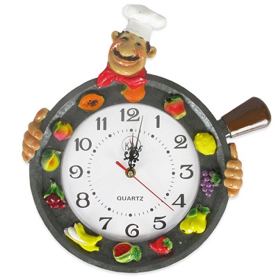 Aşçı figürlü mutfak saati modelleri