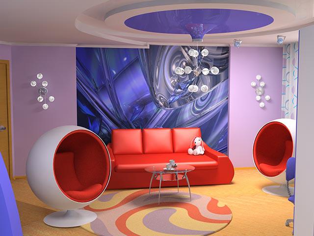 Kırmızı renkte dizayn edilmiş oturma odası modelleri