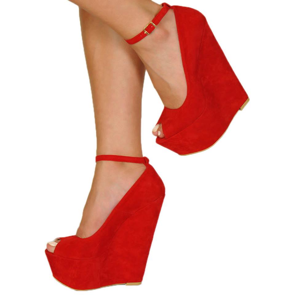 Kırmızı şık dolgu topuk ayakkabı modelleri