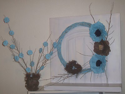 Mavi kapı çiçek aksesuar modeli