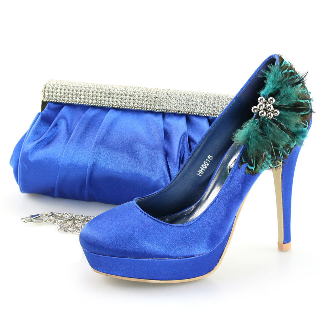 Saks mavisi abiye canta ayakkabı modeli