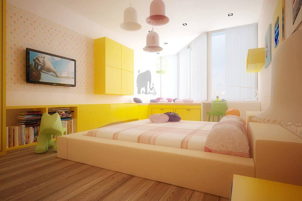Sarı tonlarda dizayn edilmiş yata odası modelleri
