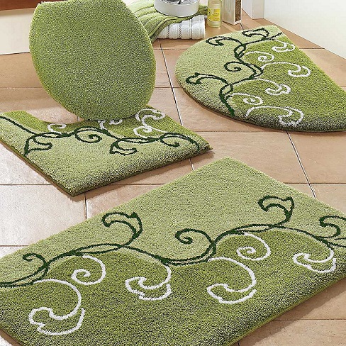 Yeşil desenli banyo paspas modelleri