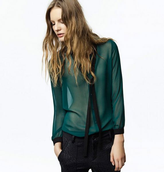 Zara yeşil bayan gömlek modeli