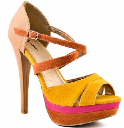 Pembe sarı renk platform bantlı ayakkabı modelleri