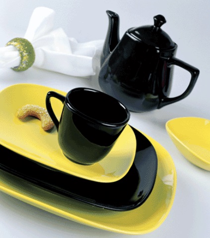 Sarı siyah  kahvaltı takımı modelleri