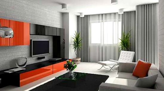 Modern interior. 3D render. Living-room. Exclusive design.