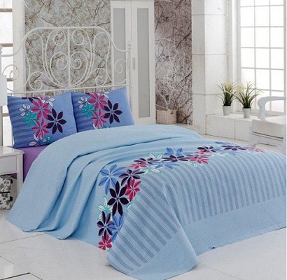 Mavi lila yatak örtüsü modeli
