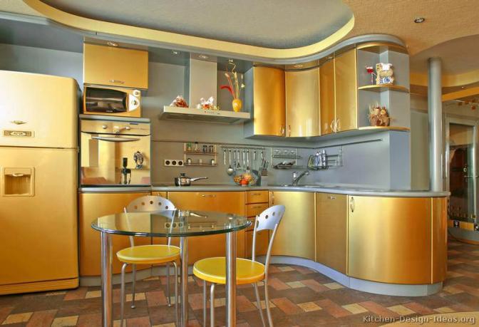 Altın renginde mutfak dizayn modelleri