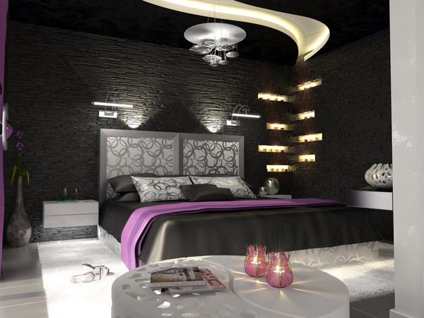 Siyah modern yatak odası model