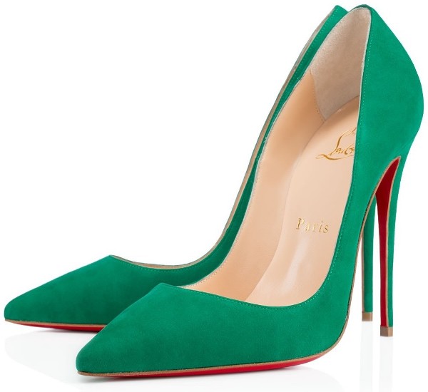 christian louboutin yeşil nubuk stiletto ayakkabı