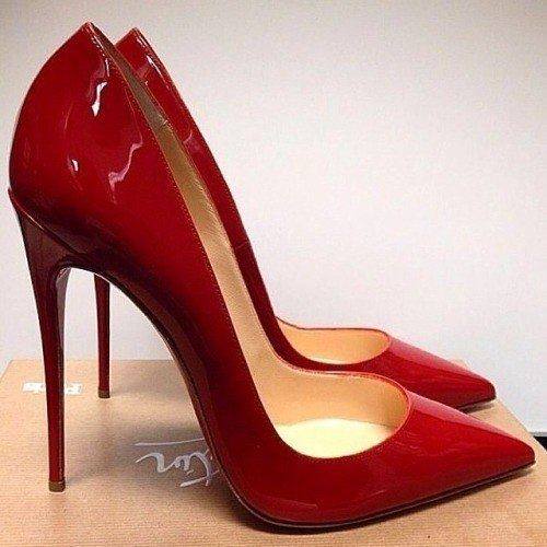 kırmızı rugan stiletto ayakkabı