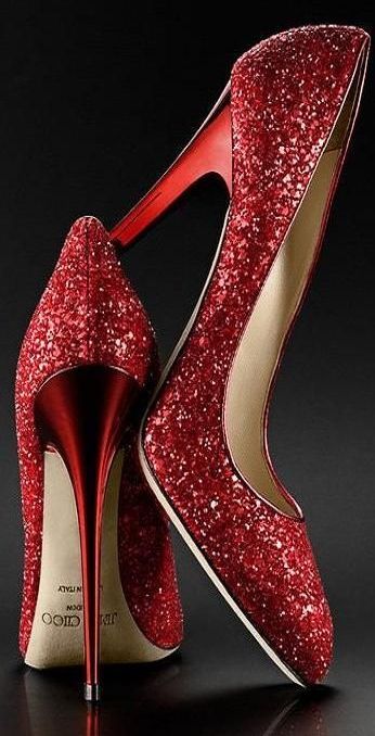 kırmızı simli stiletto ayakkabı