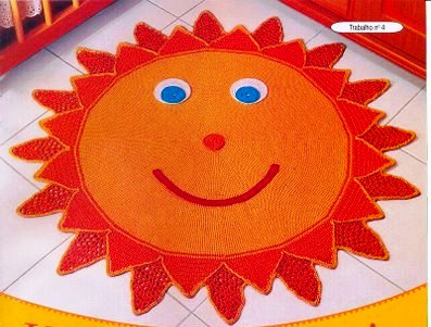 örgü  güneş şeklinde paspas modeli