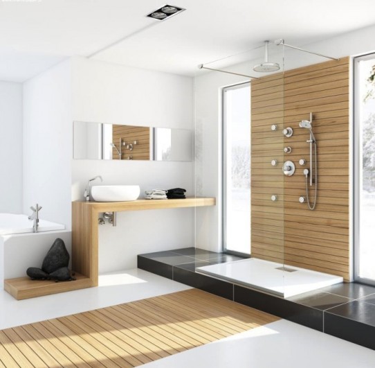 Modern Bathroom With Unfinished Wood Modern Bathrooms Design