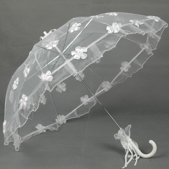 Beyaz Çiçekli Bayan Şemsiye Modelleri