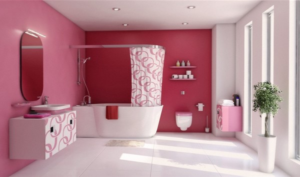 Fuşya pembe modern banyo modelleri