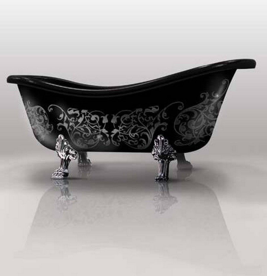 Gümüş işlemeli ayaklı banyı küvet modeli