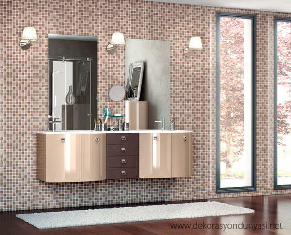 Kahverengi Banyo Dolap Modelleri