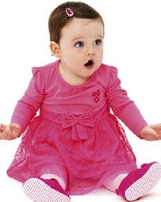 pembe renkli mevsimlik bebek elbisesi