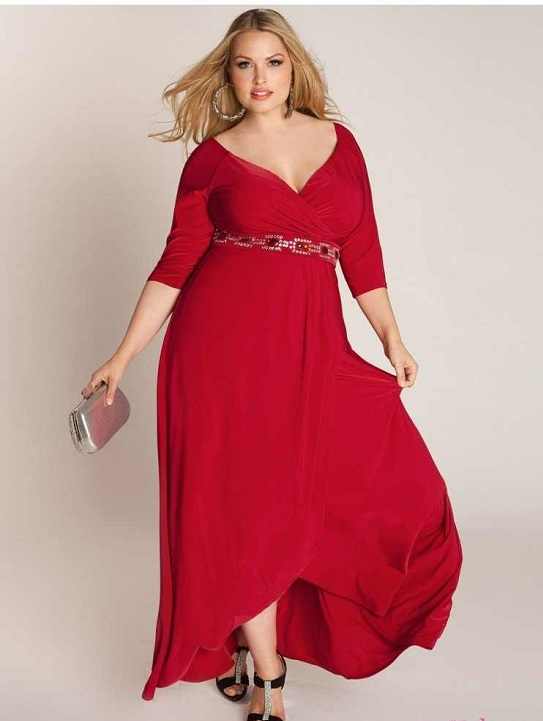 Kırmızı dekolteli elbise modeli