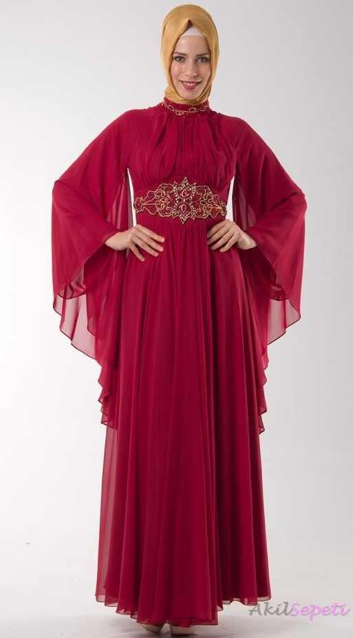 Kırmızı korsajlı abiye elbise modeli