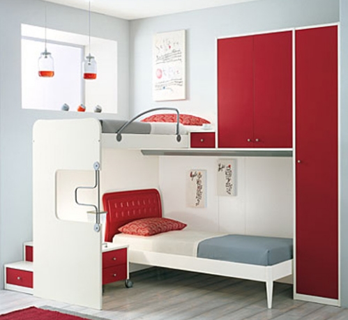 Kırmızı renk çocuk odası modeli