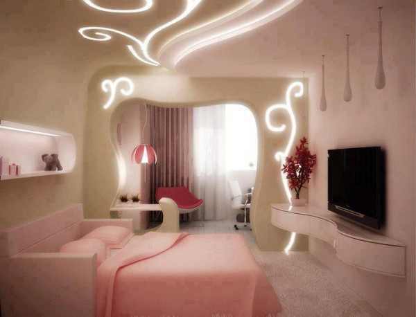 Led aydınlatma yatak odası modeli