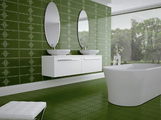Modern Yeşil Banyo Fayans Modelleri