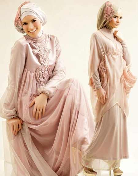 Pudra pembe abiye elbise modeli