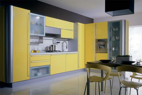 Sarı zarif mutfak dolabı modelleri