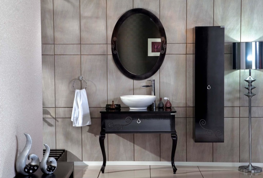 Siyah Lüx Banyo Dolap Modelleri