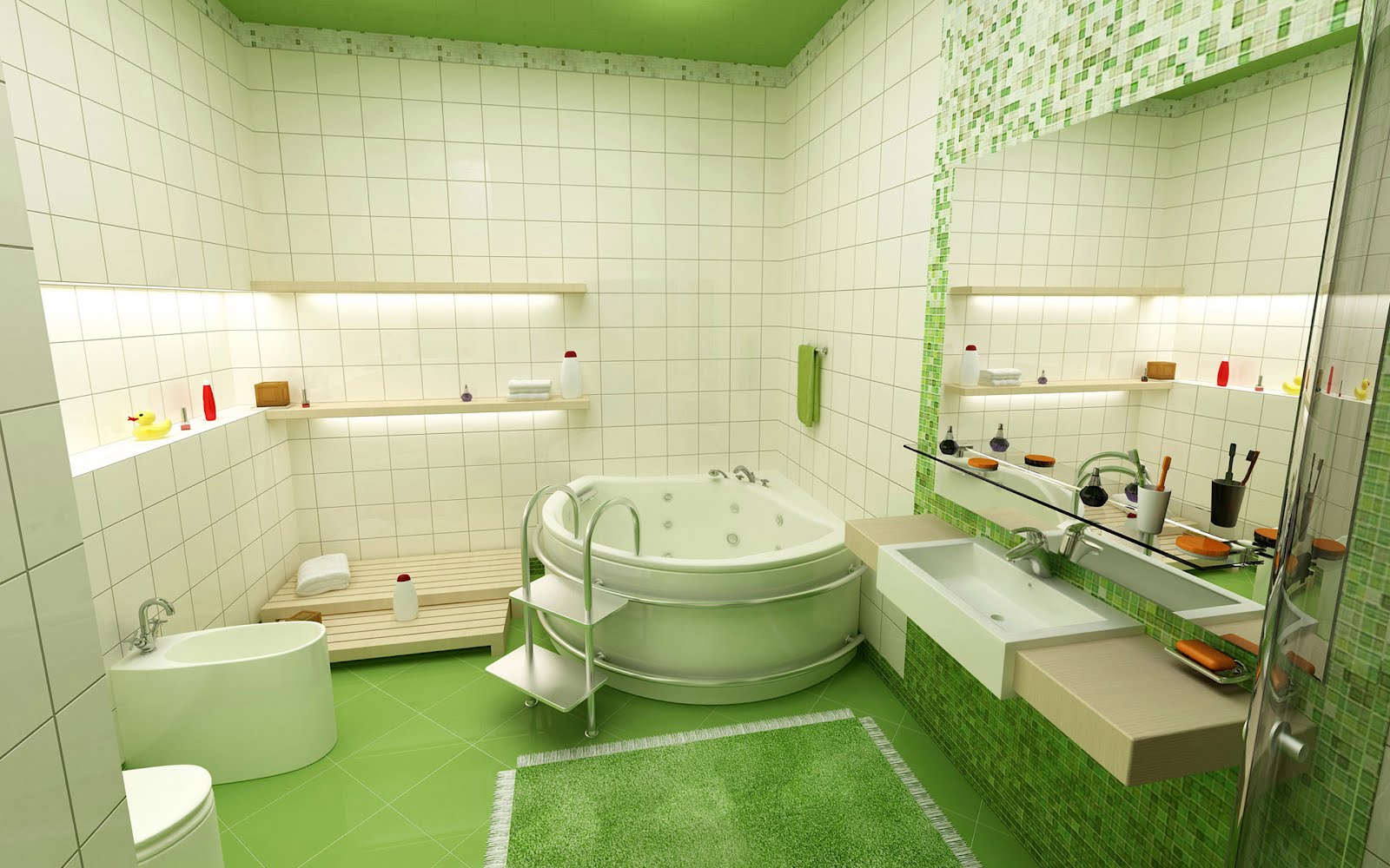 Yeşil Banyo Fayans Modelleri