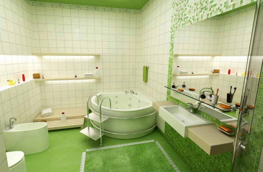 Yeşil geniş banyo modelleri