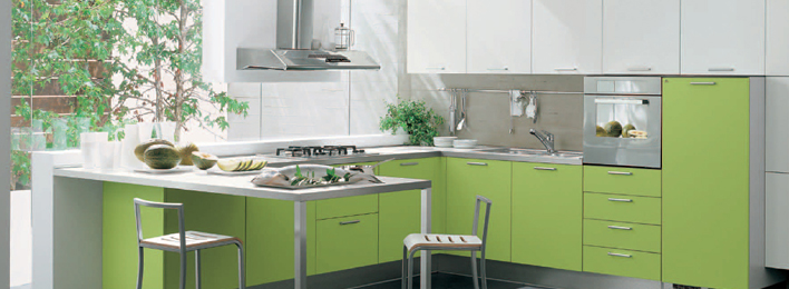 Yeşil masalı ekonomik mutfak dolabı modeli