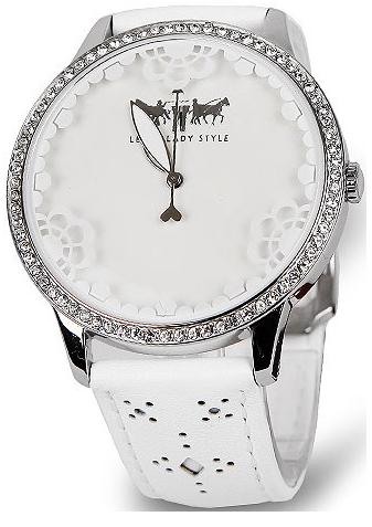 beyaz ve taşlı bayan kol saati
