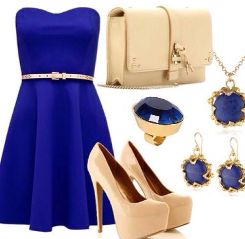 mavi elbise ve kombini