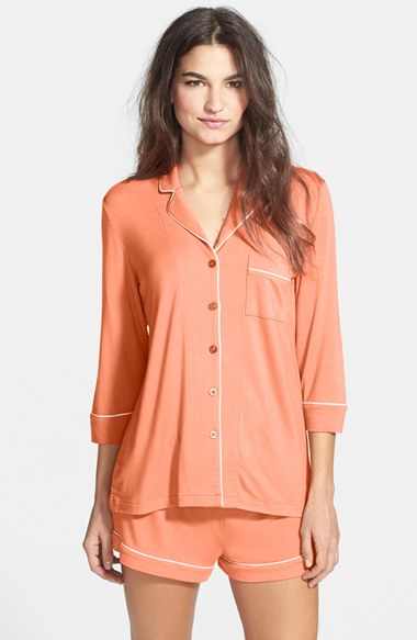 Şortlu turuncu Pijama modeli